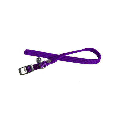 Visuel 1 du produit Collier chat violet en nylon tubulaire avec grelot 10 mm Martin Sellier - 30 cm