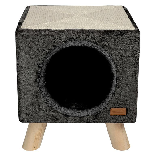 Visuel 1 du produit Maison pilotis avec griffoir de coloris anthracite 30 x 30 x 35 cm