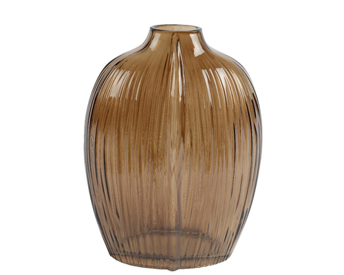 Visuel 1 du produit Vase ovale en verre brun - 11,5 x 8 x 28 cm