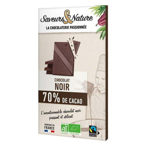 Visuel 1 du produit Chocolat noir 70% bio Saveurs et Nature - 80 g