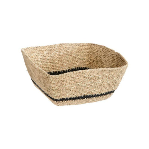 Visuel 1 du produit Corbeille carrée en osier naturel avec une ligne noire moyen modèle - 21 x 21 x 9 cm