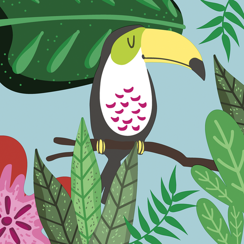 Visuel 1 du produit Lot de 20 serviettes 3 plis Jungle bird coloris multicolore - 33 x 33 cm