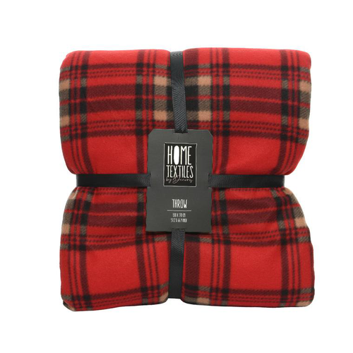 Visuel 1 du produit Plaid coloris rouge en polyester tartan - 130 x 150 cm