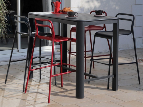 Visuel 3 du produit Table haute de jardin en aluminium, couleur graphite PROLOISIRS EOS - 140x105x74cm