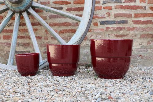 Visuel 1 du produit Vase en terre émaillée coloris cerise Les Poteries d'Albi Vase Rebord - Ø 30 x H 27 cm