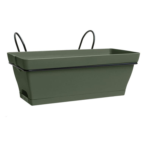 Visuel 1 du produit Jardinière kaki avec soucoupe clipsée et support Poetic Babyroméo - 28 x 16 x 10 cm