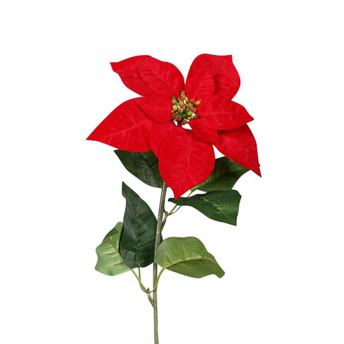 Visuel 1 du produit Branche de Poinsettia artificiel rouge – 55 cm