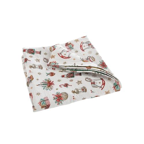 Visuel 1 du produit Nappe en coton et polyéthylène crème à motifs de Noël Chaumière - 250 x 150 cm