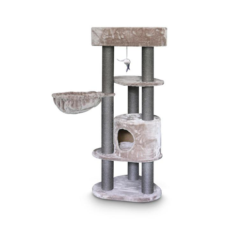 Visuel 1 du produit Arbre à chat avec panier et griffoir coloris cappuccino Charlotte Royal Petrebels - 134 cm