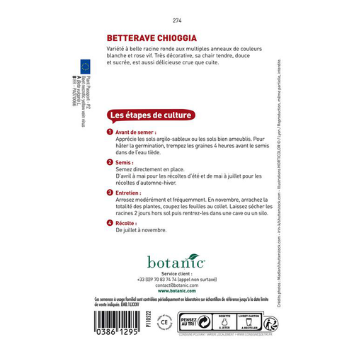 Visuel 3 du produit Graines de Betterave potagère Chioggia botanic® - graines à semer