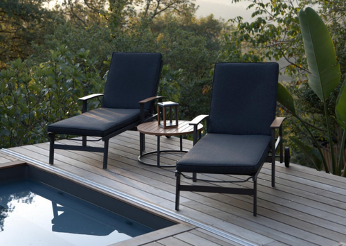 Visuel 2 du produit Bain de soleil anthracite et accoudoirs en teck, Aluminium - CREADOR Berlin
