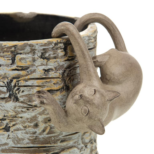 Visuel 3 du produit Chat beige en résine à suspendre pour cache-pot x 2 - 6 x 15 x 9,5 cm