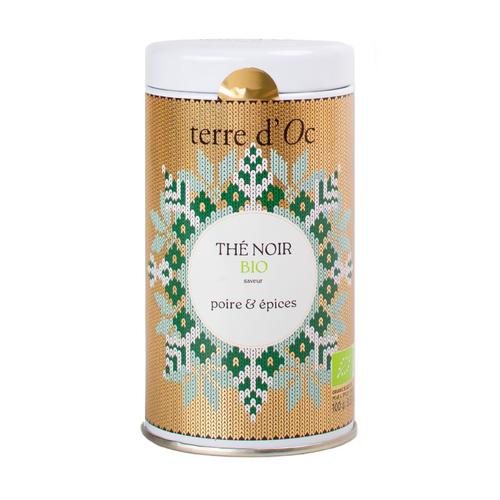 Visuel 1 du produit Thé noir bio poire et épices en boite métal or Terre d’Oc Tissage des Étoiles - 100 g