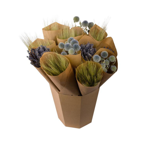 Visuel 1 du produit Botte de fleurs séchées coloris bleu - H 50 cm (Livré aléatoirement parmi plusieurs bottes assorties)