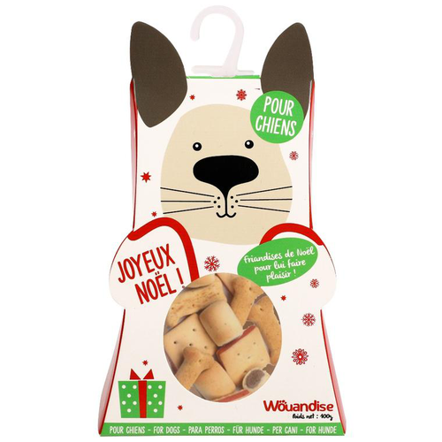 Visuel 1 du produit Boîte de Noël pour chien avec des friandises coloris multicolore Wouapy – 100 g