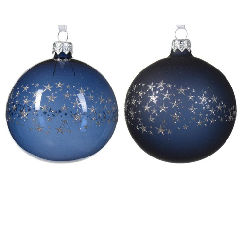 Visuel 1 du produit Boule en verre bleu nuit étoiles - Ø 8 cm