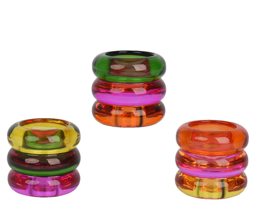 Visuel 1 du produit Photophore en verre multicolore - Ø 6,5 x H 6 cm