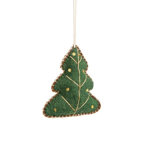 Visuel 1 du produit Suspension sapin en feutrine verte - 11 x 4 x 12,5 cm