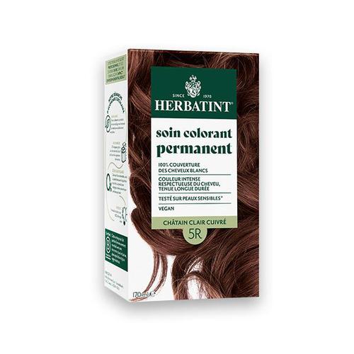 Visuel 1 du produit Coloration permanente pour cheveux châtain clair cuivré 5R aux extraits végétaux biologiques vegan Herbatint - 170 ml