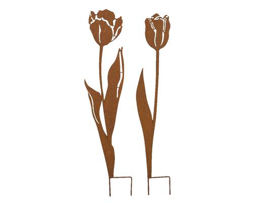 Visuel 1 du produit Pique de jardin fer tulipe coloris marron en fer - 13 x 0,5 cm