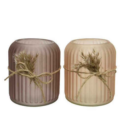 Visuel 1 du produit Photophore en verre avec nœud en jute - Ø 11 x h 13 cm