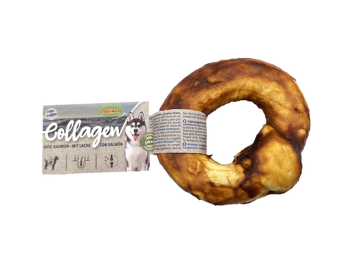 Visuel 1 du produit Friandise à mâcher pour chien en vrac donut de collagène au saumon Bubimex – Ø 10 cm – Prix à la pièce