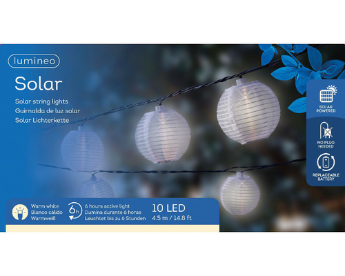 Visuel 3 du produit Guirlande de lampions 10 LED coloris blanc chaud - 4,5 m