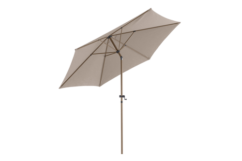 Visuel 1 du produit Parasol rond à manivelle coloris marron en aluminium et polyester - Ø 270 cm
