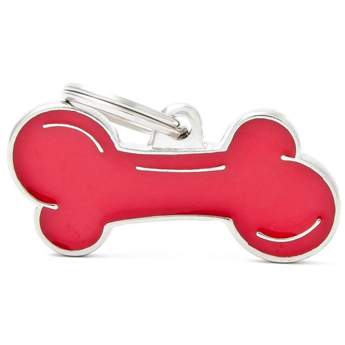 Visuel 1 du produit Médaille classic os XL rouge pour chien en acier