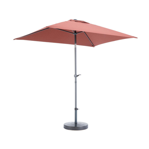 Visuel 2 du produit Parasol rectangulaire à manivelle coloris orange en aluminium et polyester - 210 x 150 cm