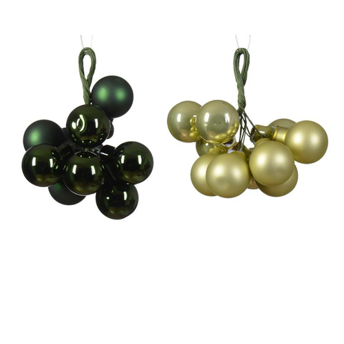 Visuel 1 du produit Grappe de boules en verre uni vert ou pistache - Ø 2 cm