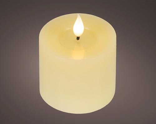 Visuel 1 du produit Bougie LED intérieure en cire crème à lumière blanc chaud - Ø 7,5 x H 9,5 cm