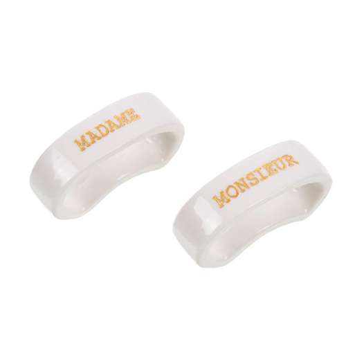 Visuel 1 du produit Coffret 2 ronds serviettes coloris blanc en porcelaine - 2 x 3 x 3 cm