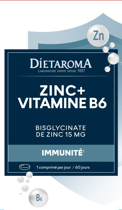 Visuel 1 du produit Complément alimentaire zinc vitamine B6 immunité Dietaroma - 60 comprimés