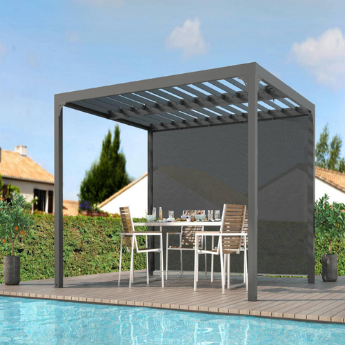 Visuel 2 du produit Pergola bioclimatique coloris gris en aluminium - 3,6 x 3 m