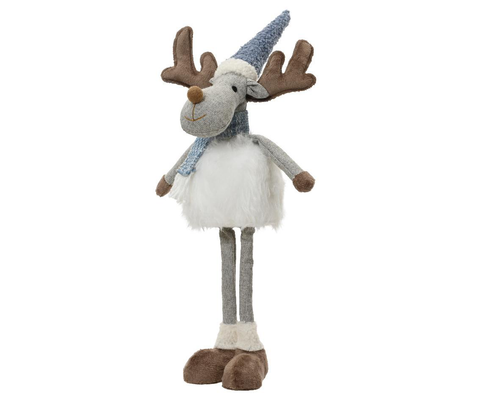Visuel 1 du produit Cerf debout en polyester blanc et bleu - 23 x 14 x 56 cm