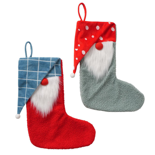 Visuel 1 du produit Chaussette de Noël père Noël en textile coloré Helge - 30 x 2 x 37 cm