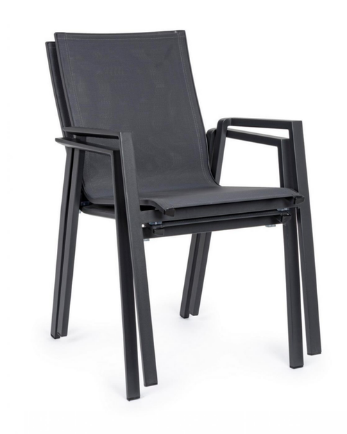 Visuel 6 du produit Fauteuil de jardin en aluminium et textilène anthracite BIZZOTTO Krion