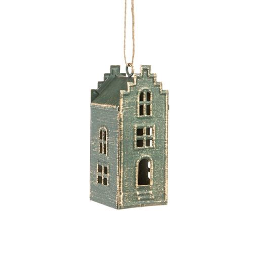 Visuel 1 du produit Suspension maison haute en métal vert - 4,3 x 4,3 x 10 cm