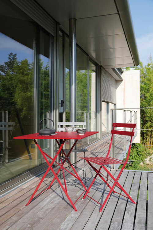 Visuel 2 du produit Guéridon carré rouge, acier époxy, PROLOISIRS Cuba - 70x70 cm