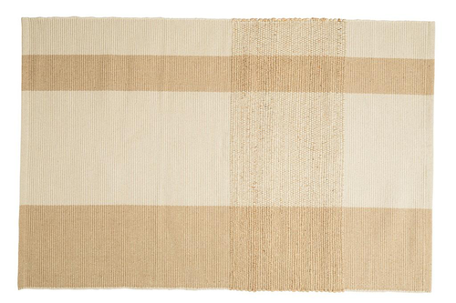 Visuel 1 du produit Tapis décoratif lignes coloris beige en coton - 95 x 140 cm