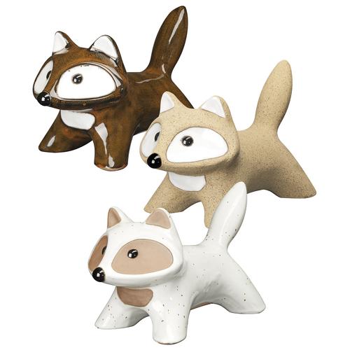 Visuel 1 du produit Figurine décorative renard coloris marron en terre cuite émaillée - 28 x 14,5 x 1 cm