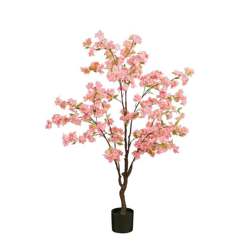 Visuel 1 du produit Branche artificielle de cerisier en fleurs en pot coloris rose - 138 x 40 cm