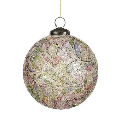 Visuel 1 du produit Boule de Noël en verre à motif de feuilles multicolores - Ø 12 cm