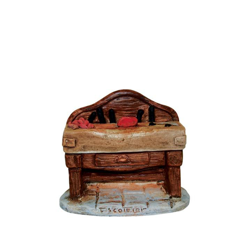 Visuel 1 du produit Accessoire de crèche de Noël billot de boucher Santons Escoffier - 7 x 4 x 5 cm
