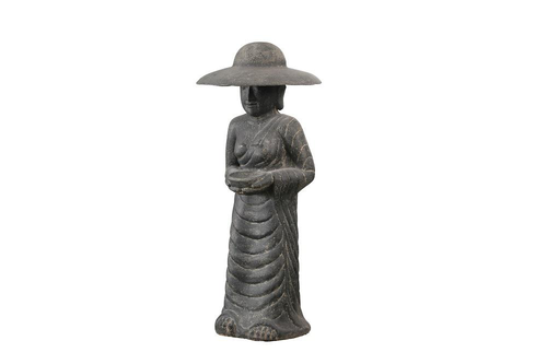 Visuel 1 du produit Décoration pour jardin aquatique coloris noir en pierre reconstituée figurine fermière coréenne SEDA - 160 cm