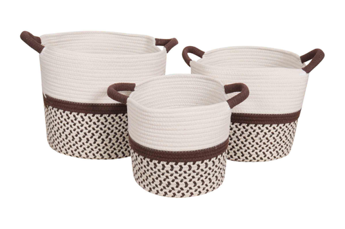 Visuel 1 du produit Panière avec poignée base zig zag coloris multicolore en polyester - Ø 25 cm