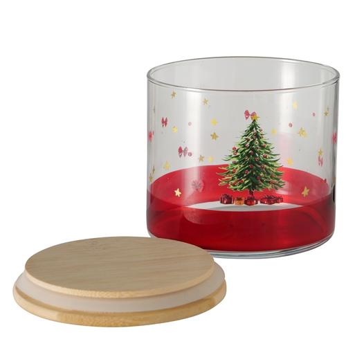Visuel 2 du produit Verre de stockage en verre transparent à motif sapin laqué Joyful - Ø 10 x H 10 cm