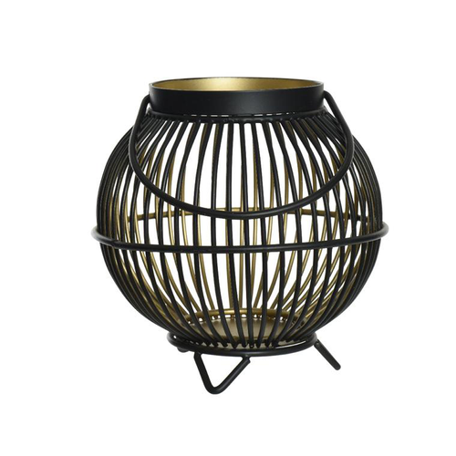 Visuel 1 du produit Lanterne ronde coloris noir en métal - Ø 16 cm