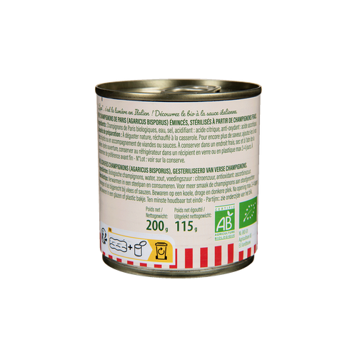 Visuel 3 du produit Champignon de Paris émincés bio Luce en boîte de 200 g - les 3 boîtes